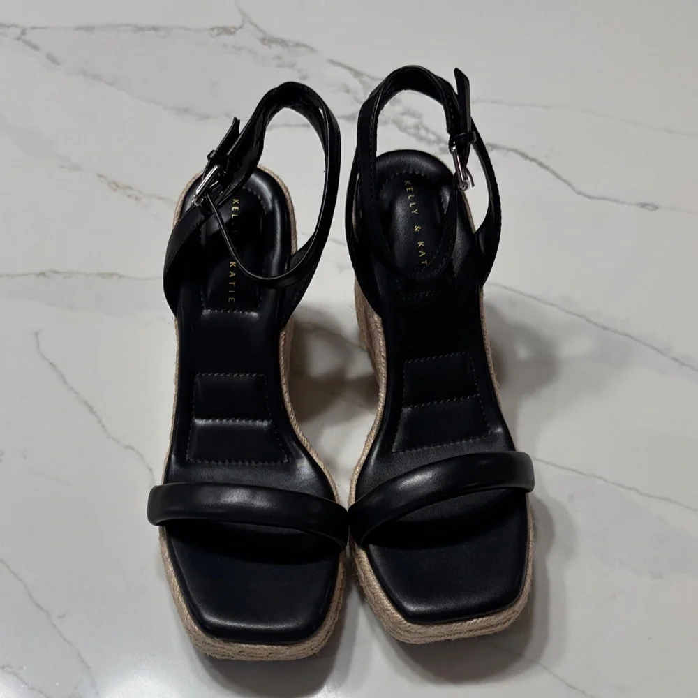 Kelly & Katie Black Espadrille Wedges